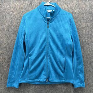 Greg Norman Sweater Women Medium Blue Full Zip Mock Neck Sweatshirt Pullover